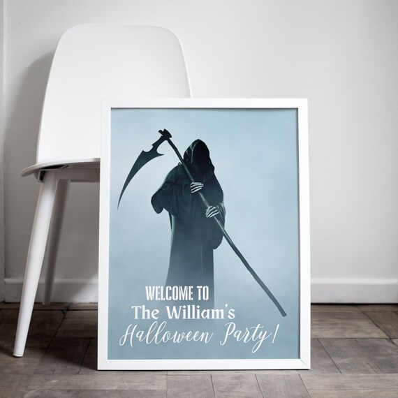 Spooky Halloween Welcome Sign, Editable Gothic Party Signs, Horror Banner, Scary Printable Banners for a Hauntingly Stylish Celebration