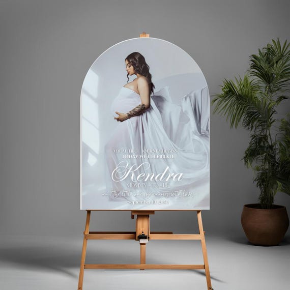 Personalized Acrylic Baby Shower Welcome Sign with Photo | Custom Mommy-to-Be Sign | Modern Baby Shower Decor | Gender Reveal Party Sign