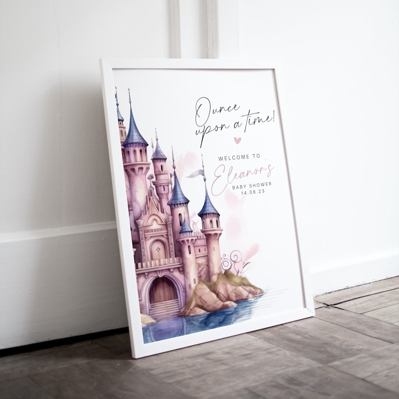 Customizable Princess Castle Baby Shower Welcome Sign Template | Fairy ...