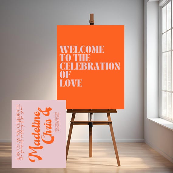 Retro Wedding Welcome Sign | Groovy Vintage Wedding Sign | 70s Wedding Decor | Customizable Wedding Entrance Sign | Retro Love Party Sign