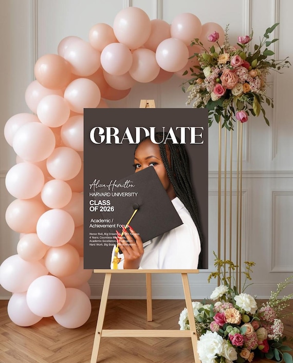 Graduation Magazine Cover 2026 Personalized | Custom Grad Announcement Poster | Senior Photo Magazine Cover | Class of 2026 Gift