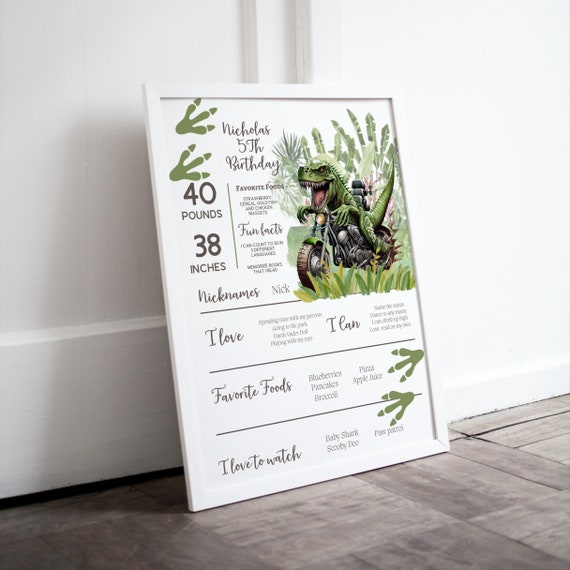 T Rex Dinosaur Monster Truck Birthday Milestone Sign, Boys Printable T Rex Banner, Editable Dinosaur Birthday Signs, Instant Download