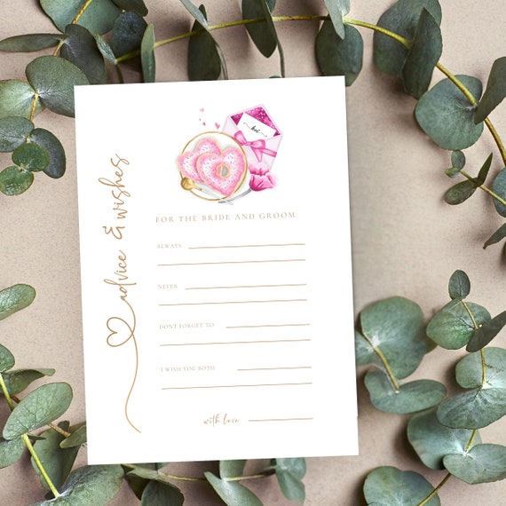 Editable Love Bridal Shower Advice and Wishes Template | Wedding Love Sign | Personalized Bridal Shower Gathering Decoration