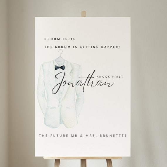Groom Wedding Suite Welcome Sign, Groomsmen Dressing Room Banner, Grooms Suite Decor, Custom Knock First Signs, Print and Digital