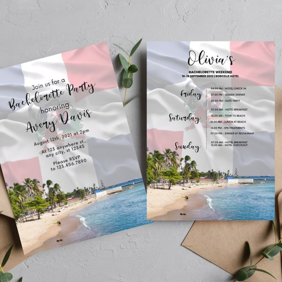 Santo Domingo Bachelorette Invitation Template, Editable Itinerary Santo Domingo Itinerary Invite, Santo Domingo Skyline,Print Digital #SNTD