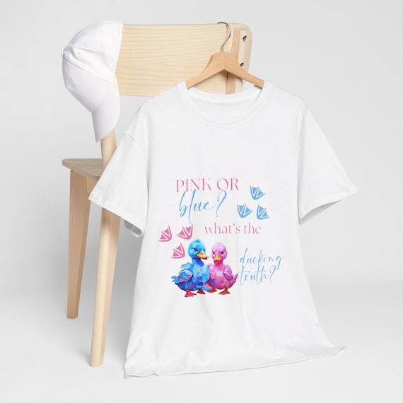 Editable Gender Reveal T-shirt Pink & Blue Ducks | Unique ‘What’s The Ducking Truth?’ Duck Theme Party Printable