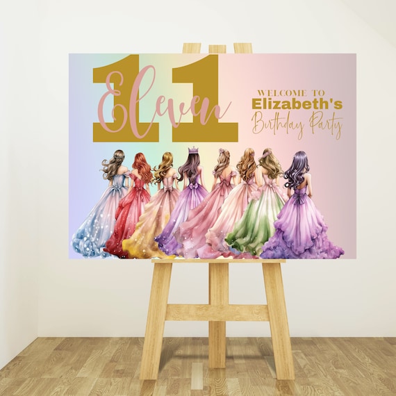 Princess Birthday Welcome Sign, Customizable Princess Party Banner, Personalized Birthday Decor, Fairytale Bday Signs, Print and Digital