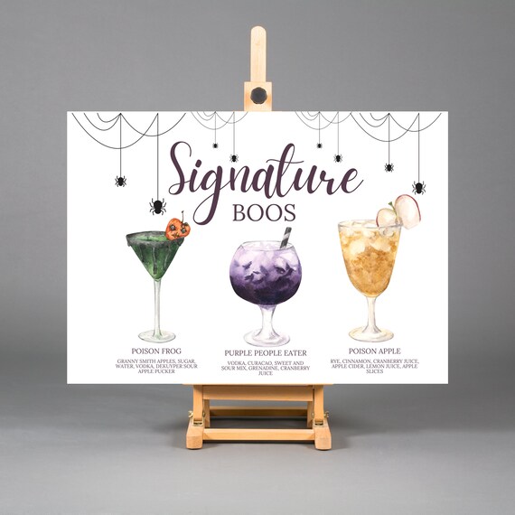 Halloween Cocktail Sign, Signature Spooky Printable Sign, Editable Creepy Banner, Custom Halloween Bar Signs, Drink Menu, Instant Download