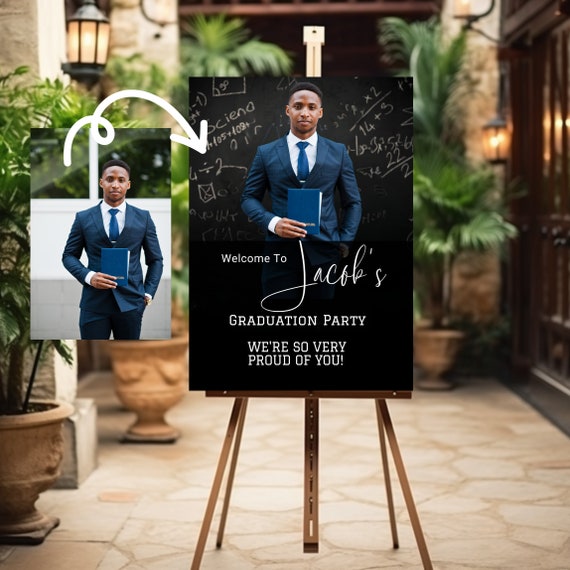 Modern Graduation 2024 Welcome Sign | Congratulations Celebration Poster | Graduation Banner Decor - Personalized Welcome & Congratulations
