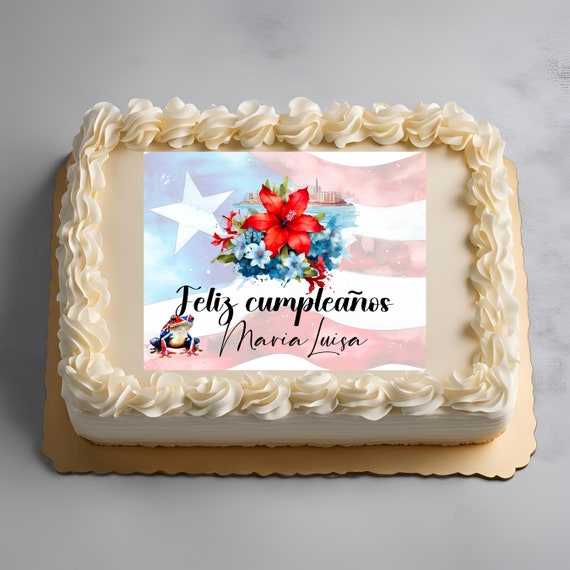 Custom Edible Puerto Rico Birthday Cake Topper | Personalized Frosting Sheet | Editable Puerto Rico Skyline Topper Decoration