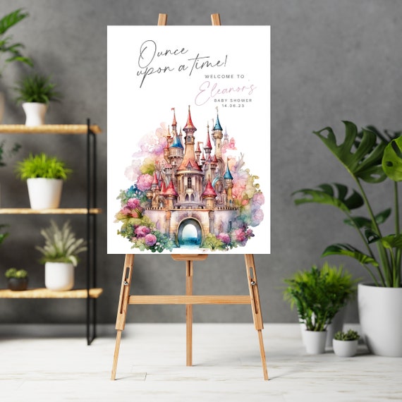 Enchanting Customizable Castle Baby Shower Welcome Sign Template, Fairy Tale Party Decor, DIY Printable Signs, Once Upon a Time Banner