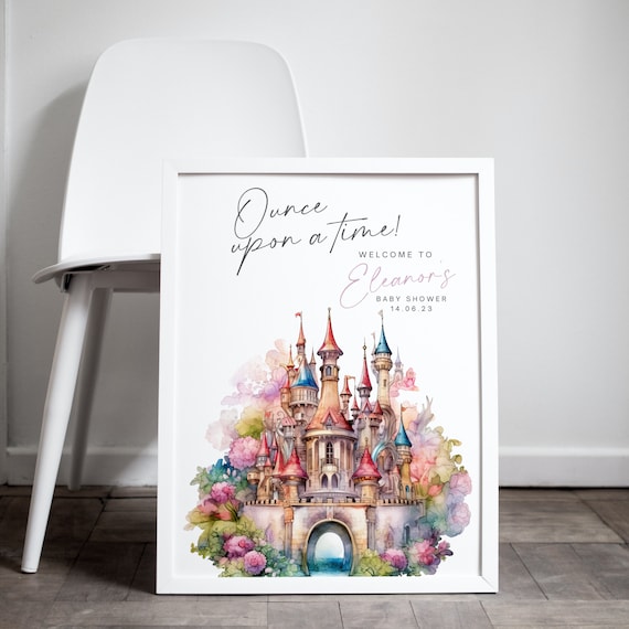 Enchanting Customizable Castle Baby Shower Welcome Sign Template, Fairy Tale Party Decor, DIY Printable Signs, Once Upon a Time Banner
