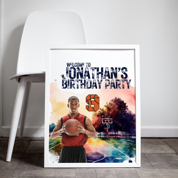 Editable Basketball Birthday Welcome Sign Template, DIY Printable Decor for Sports Party | Editable Basketball Event Sign, Digital Print