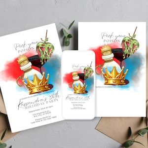 Adult Villain Birthday Invitation Template, Pick Your Poison Party Invitations, Editable Halloween Cocktail Invite, Evil Queen Templates