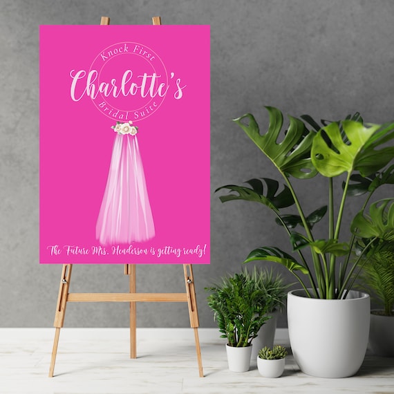 Bridal Suite Sign, Pink Dressing Room Sign, Knock First Wedding Sign, Future Bride Banner, Hot Pink Theme Signs, Instant Download, #PPP