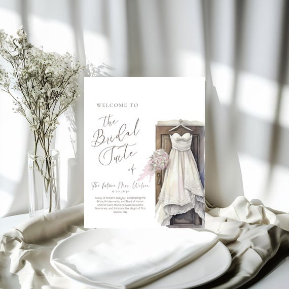 Custom Bridal Suite Welcome Sign | Elegant Bride, Bridesmaids, Maid of Honor Sign | Personalized Wedding Suite Decor | Wedding Day Decor