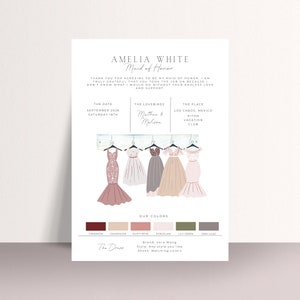 Bridesmaid Info Card Template, Bridal Party Info Card, Maid of Honor Printable, Bridesmaid Information Card, Bridesmaid Proposal Card #WIC