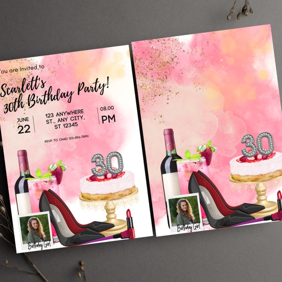 Ladies 30th  Birthday Invitation, Printable Weekend Birthday Invite, Girls Night Out Bday Invitations, Print and Digital  #GWO