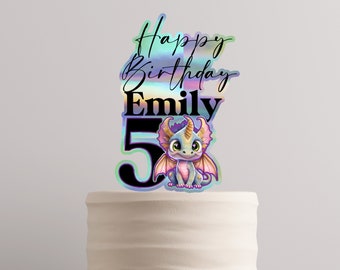 Adorno para tarta de dragón 3D personalizado y hecho a mano para fiestas de cumpleaños: decoración única, regalo de dragón para fiestas infantiles, recuerdo personalizable.