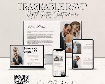 Editable Wedding Website Template | Trackable RSVP, Digital Seating Chart, Online Wedding Invitation Templates, Instant Download