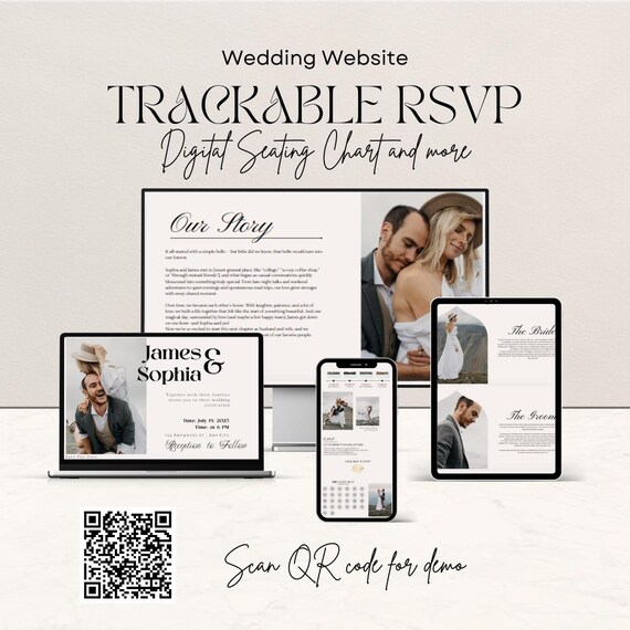 Editable Wedding Website Template | Trackable RSVP, Digital Seating Chart, Online Wedding Invitation Templates, Instant Download