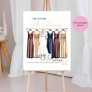 Champagne, Navy & Brown Future Mrs. and Her Tribe Bridal Suite Welcome Sign | Elegant Wedding Room Decor | Personalized Bridal Party Sign