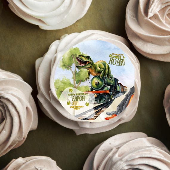 Customizable Edible Dinosaur Train Cupcake Topper | Dino Train Birthday Party Cake Decoration | Kids Dinosaur Birthday Cupcake Toppers