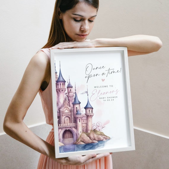 Customizable Princess Castle Birthday Welcome Sign Template | Fairy Tale Party Décor | DIY Printable Signs, Once Upon a Time Banner