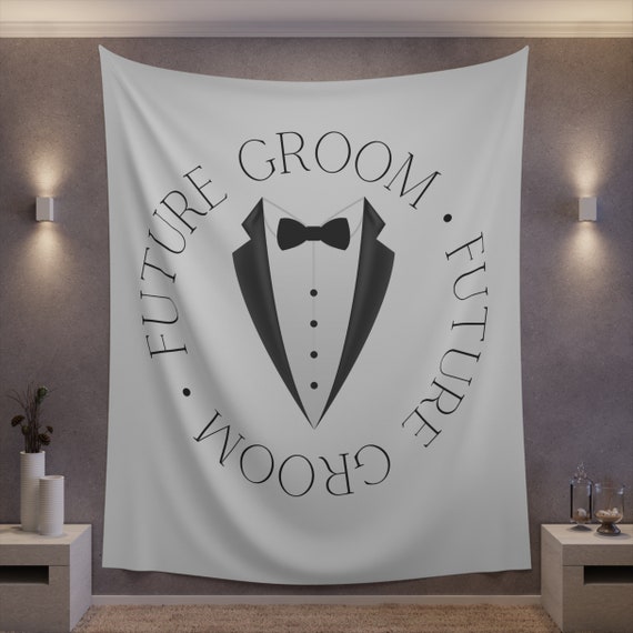 Personalized Future Groom Backdrop, MR Wedding Banner, Custom Tuxedo Bridal Tapestry, Bridal Polyester Sign, Groom Photo Booth