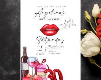 Ladies Night Invitation Template - Girls Night, Galentine's Day, Bachelorette Party, Girls Night In Birthday, Chic Birthday Party Invite
