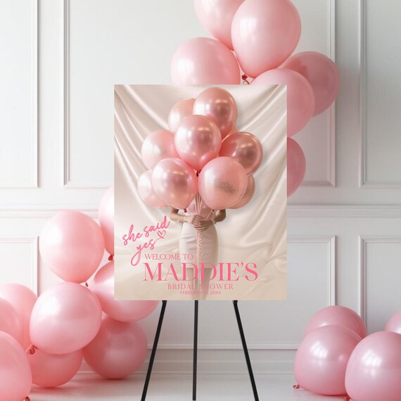 Custom Photo Bridal Shower Welcome Sign | Editable Rose Gold & Cream Engagement Sign | Sweet 16 Party Decor | Personalized Any Occasion Sign