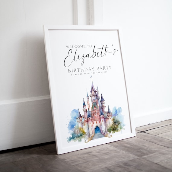 Editable Princess Castle Birthday Welcome Sign Template | Customizable Fairy Tale Party Décor | DIY Printable Signs Decor, Any Age Banner