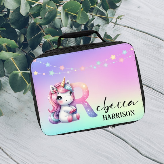 Unicorn Insulated Lunch Bag for Girls - Custom Name Back to School Tote - Personalized Gift