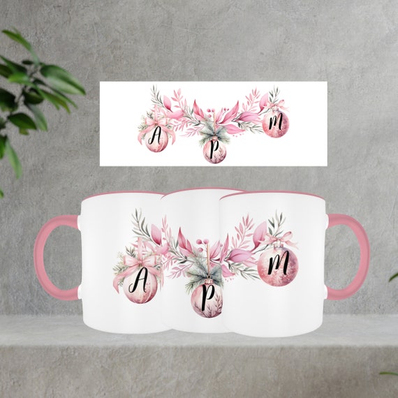 Christmas Name Ornament Mug, Custom Holiday Mugs, Personalized Family Coffee Cup, Christmas Theme Gift, Print and Digital