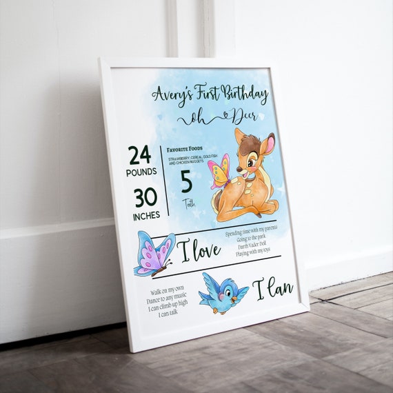 Printable Blue Oh Deer Birthday Milestone Sign, Editable Deer Birthday Milestone Banner, Boys Deer Themed Template, Print and Digital, #ODB