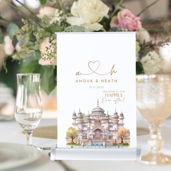 Fairytale Castle Wedding Printable Welcome Retractable Sign, Princess Wedding Welcome Sign Banner, Happily Ever After Table Top Banners