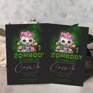Editable Zombie Birthday Invitation | Kids Halloween Party Scary ...