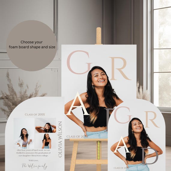 Graduation Photo Welcome Sign | Custom Arch Foam Board Size | Personalized Graduation Party Decor | Class of 2025 Celebration Sign
