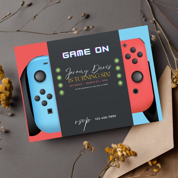 Video Game Birthday Party Invitation, Video Gamer Party Invitations, Video Gamer Birthday Theme, Gamer Printable Template, #PGCB