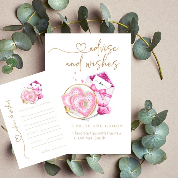 Editable Love Bridal Shower Advice and Wishes Template | Wedding Love Card | Personalized Bridal Shower Gathering Decoration