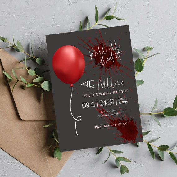 Halloween Party Invitation Template, Horror Printable Invitations, Killer Costume Party Invite, Custom Editable Spooky Invites