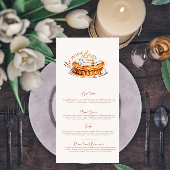 Editable Fall Thanksgiving Dinner Menu Template | Autumn Holiday Feast Menu | Custom Printable Thanksgiving Menu for Family Gatherings