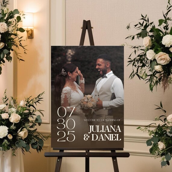 Editable Wedding Photo Welcome Sign | Instant Download Canva Template | Wedding Entrance Signage
