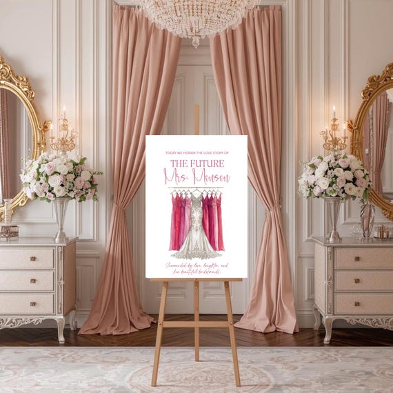 Bridal Suite Welcome Sign – Rose, Fuchsia & Raspberry Bridesmaid Dress Theme, Instant Download Editable in Canva
