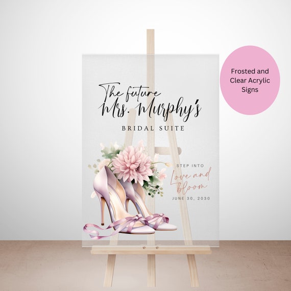 Editable Pink Floral Bridal Shower Acrylic Welcome Sign Template - Elegant Floral Design - Bride-to-Be Party Décor, Step into Love and Bloom