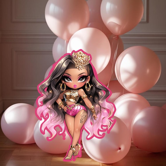 Custom Glam Girl Birthday Foam Board Prop – Glamorous Birthday Party Decor, Flowing Hair Diva Cutout, Multiple Glam Girl Printed Party Sign