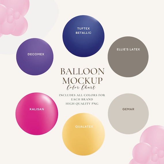 Balloon Color Guide Mockup , Balloon Artist Color Chart, Decomex, Tuftex, Gemar, Over 300 PNG Colors, #BAB