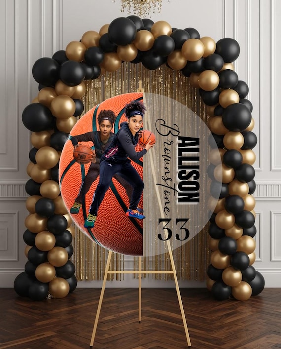 Basketball Photo Welcome Sign Acrylic Circle Keepsake – Custom Sports Party Entrance Decor
