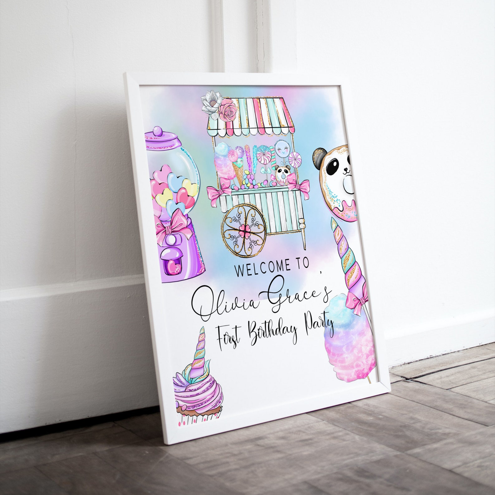 Sweet One Birthday Welcome Sign, Candy First Birthday Banner, Cotton ...