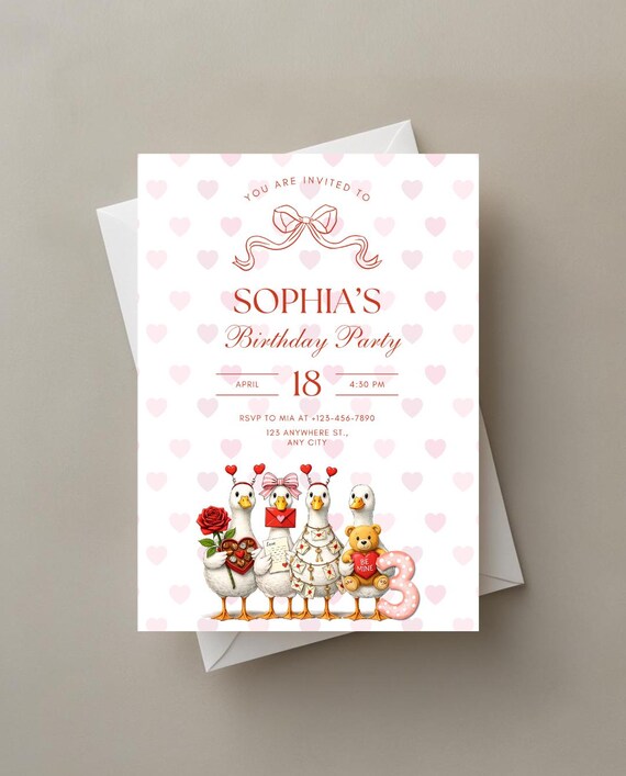 Goose Birthday Invitation Printable or Printed, Silly Goose Party Invite, Personalized Birthday Invitation, Kids or Adult Party